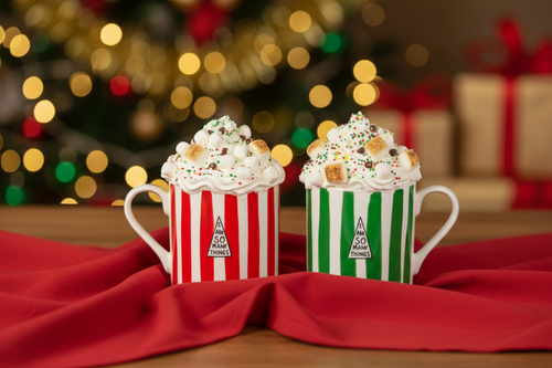 Red & Green Striped Limited Edition Christmas Mug Set