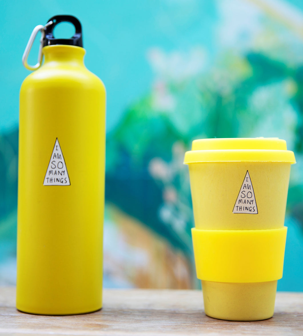Reusable Water Bottle & Bamboo Cup